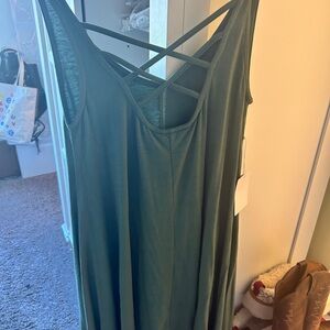 Green Sleeveless Dress with Crisscross Back